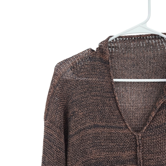 Women's Vintage Linen Silk Blend Chunky Knit Slouchy  V-neck Sweater - Picture 2 of 8